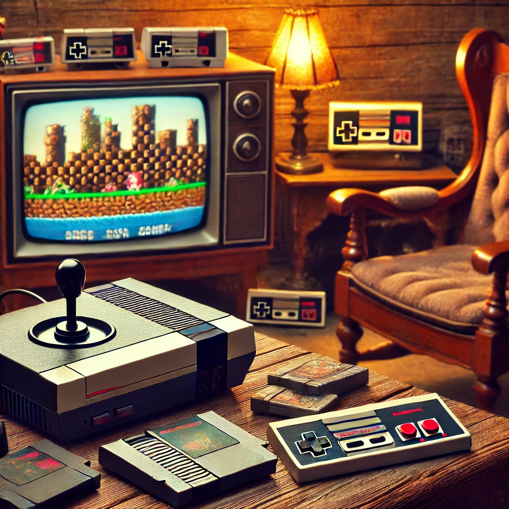 setup nostalgique de rétro-gaming Boîte du jeu Super Mario Bros pour Famicom